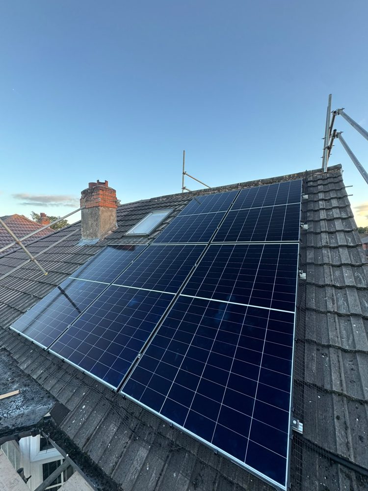 A recent solar panel installation